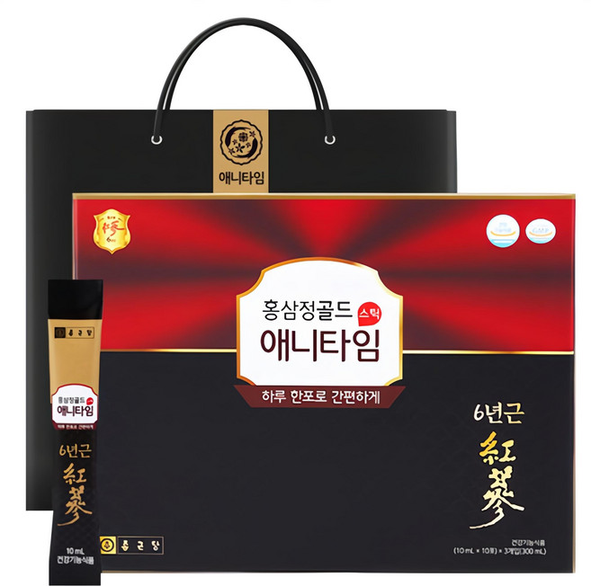 종근당 홍삼정 애니타임 골드 + 쇼핑백, 30회분, 1세트