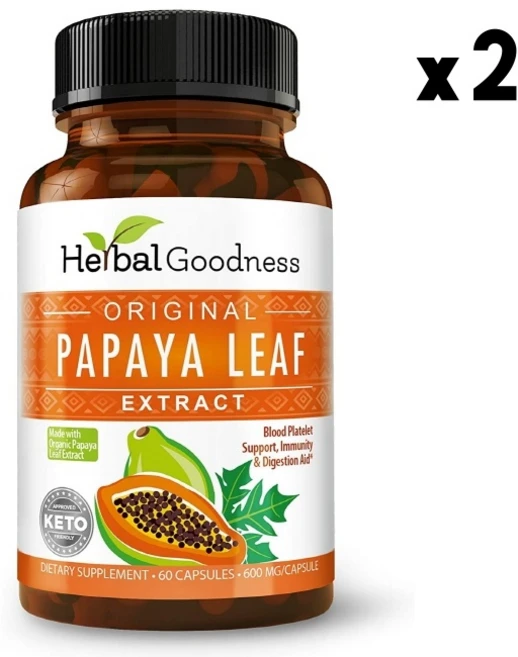 Herbal Goodness 파파야 잎 추출물, 2개, 60정 - 쿠팡