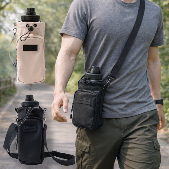 퓨어센스 텀블러 가방 물병가방 물통가방 텀블러 파우치 크로스백 보틀백, 1개, 블랙