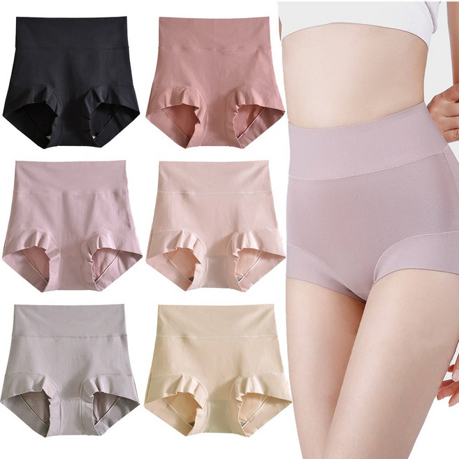 IEDUOS여성 하이웨이스트 편안한 순면 팬티 6종 세트 여자 60수 노라인 부드러운 촉감 신축성좋은 팬티 세트