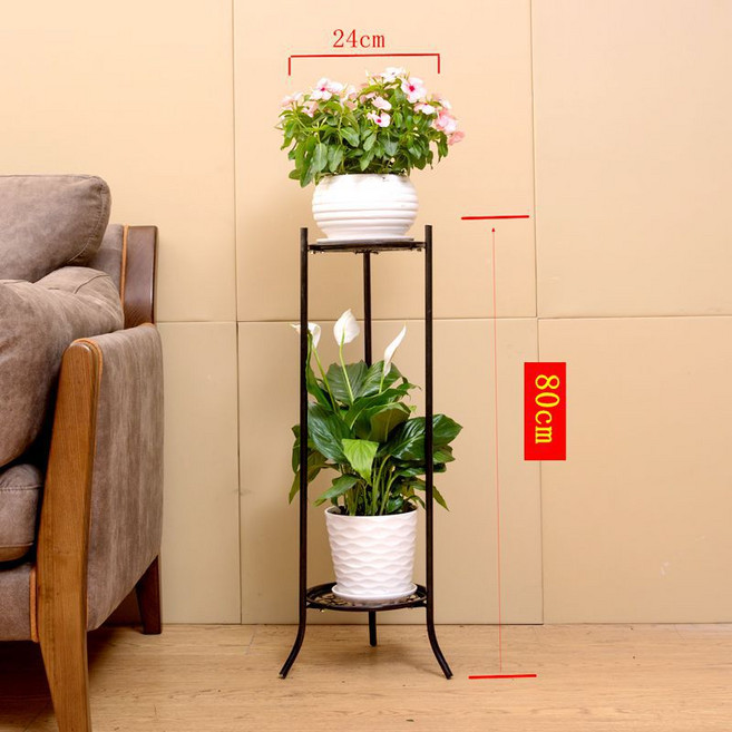 티지피 2단 철제 화분받침대 선반 화분스탠드, 1개, 블랙