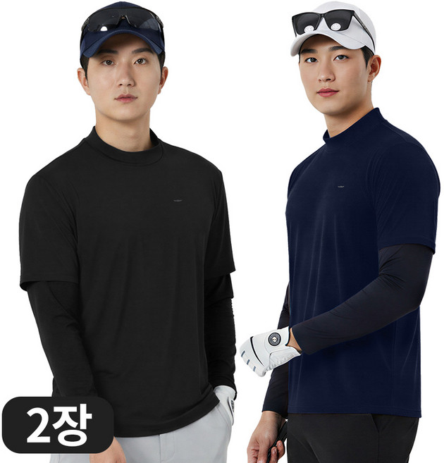 디퍼디 남성 프리미엄 냉감 반목 쿨티 쿨토시 일체형 티셔츠 스포츠 골프웨어 등산 작업복 2장세트