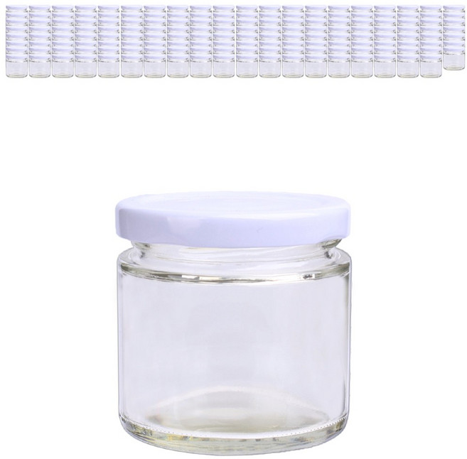 가인글로벌 원형쨈120 DA 유리병 러그캡 화이트, 160개, 110ml