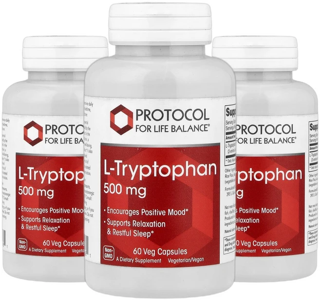 프로토콜포라이프밸런스 트립토판 L-Tryptophan 500mg 베지 캡슐 60정 2+1 - 쿠팡