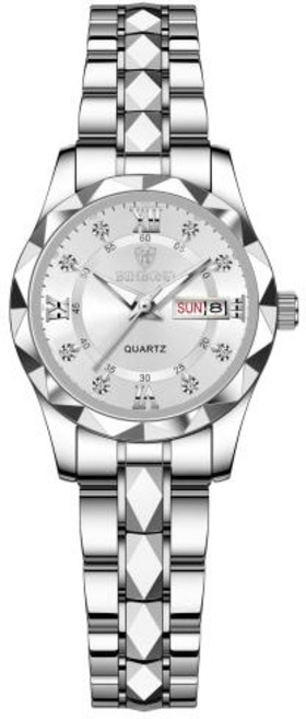 여성 시계 Binbang 2024 쿼츠 텅스텐 스틸 타이머 듀얼 캘린더 야간 조명 방수 노벨티 2522 럭셔리 패션