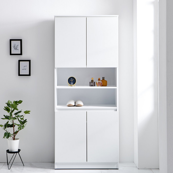 히트 LPM 하이그로시 800 대형 아파트 현관 키큰 높은 수납 신발장 선반, 화이트, 화이트