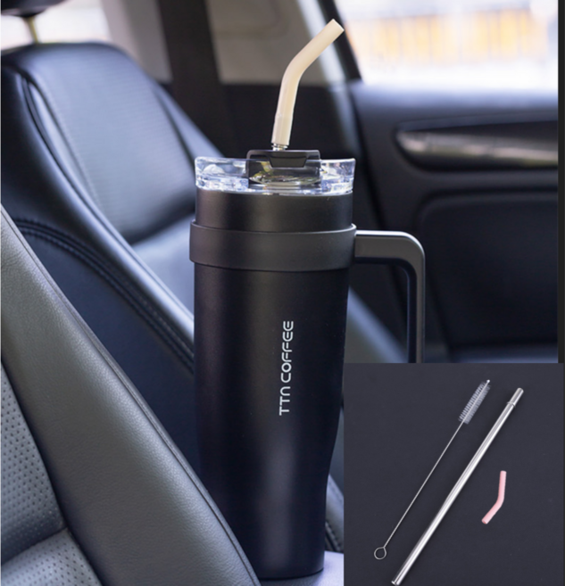 살림모아 고급 스테인리스 텀블러 +빨대+빨대솔 전부포함, 연두, 1개, 1.25L