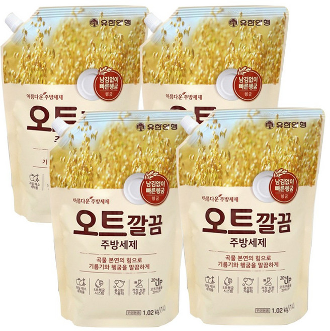 아름다운 주방세제 오트 깔끔 설거지, 4개, 1L