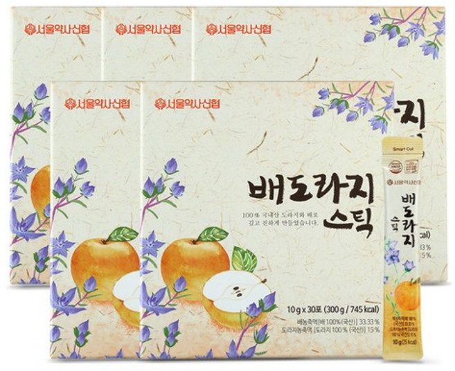 국내산 배도라지 스틱 30포 5세트(쇼핑백 포함), 10g, 5개