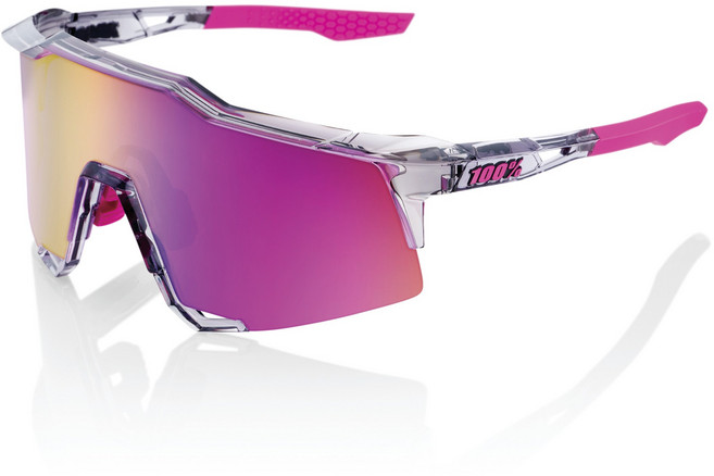 100% 백퍼센트 스피드크래프트 SPEEDCRAFT 자전거 러닝 고글 선글라스 (옵션선택), 반투명 그레이-퍼플 미러 렌즈, 1개