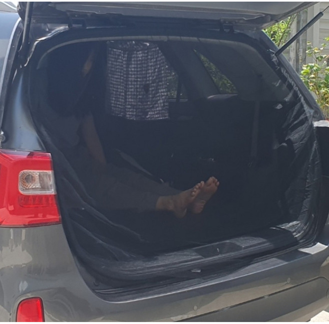 차량용 차박 트렁크 모기장 블랙 밴드형 쉬운 간편 설치 자동차, 1개