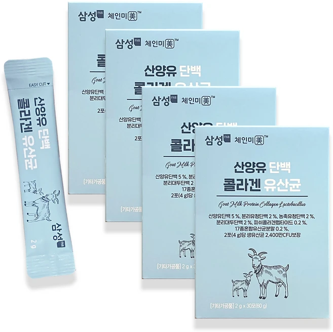 삼성FNB 산양유 단백 콜라겐 유산균 2g, 4개, 60g - 쿠팡