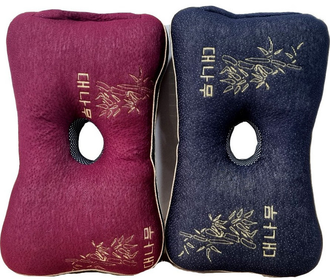 통째로빨아쓰는 대나무 구멍베개 기능성건강베개, 자주, 1개