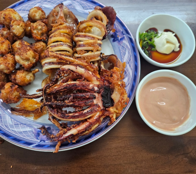 오징어모듬튀김1kg+1kg 총2kg 오징어특수부위 통오징어튀김1kg+오징어입튀김매운맛1kg, 2kg, 1개