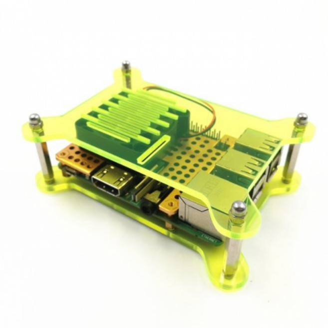 라즈베리파이 4B 3B+ 3B 아크릴 케이스 - 알루미늄 방열판 - 4010 쿨링팬 장착 지원, 1개