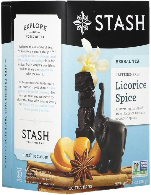 Stash Tea 스태쉬티 스타시티 허브티 감초 리커리쉬 스파이스 디카페인 36G, 1개, 20개입 - 쿠팡