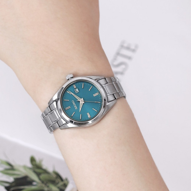 세이코 베이직 여성 그린다이얼 아날로그 메탈시계