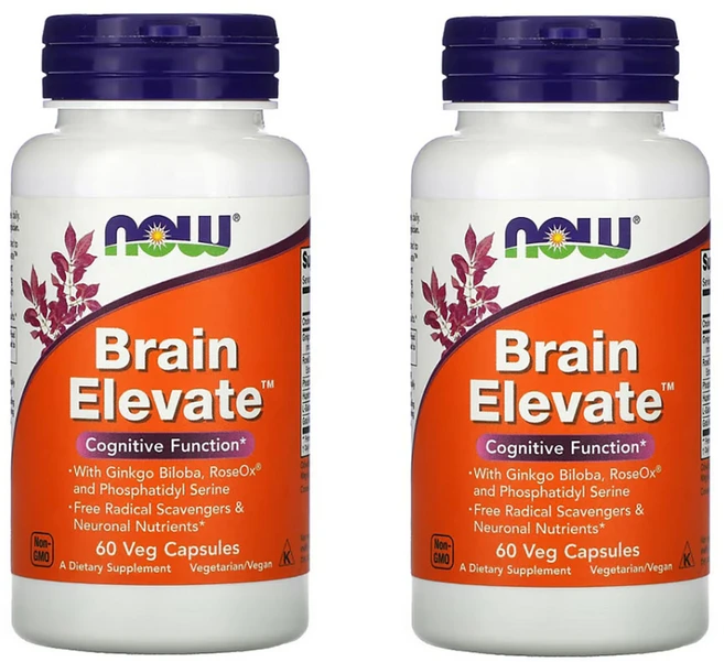 나우푸드 Brain Elevate 포스파티딜세린 고투콜라 글루타민 징코빌로바 콜린 60캡슐 x 2통, 60정 - 쿠팡
