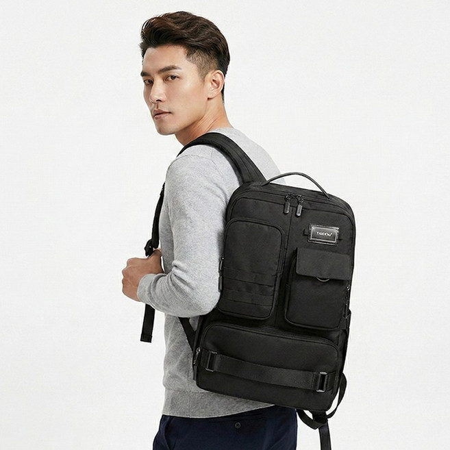 남성용 택티컬 비즈니스 백팩 스퀘어 멀티 수납 가방 대학생 전공서적 노트북 백팩