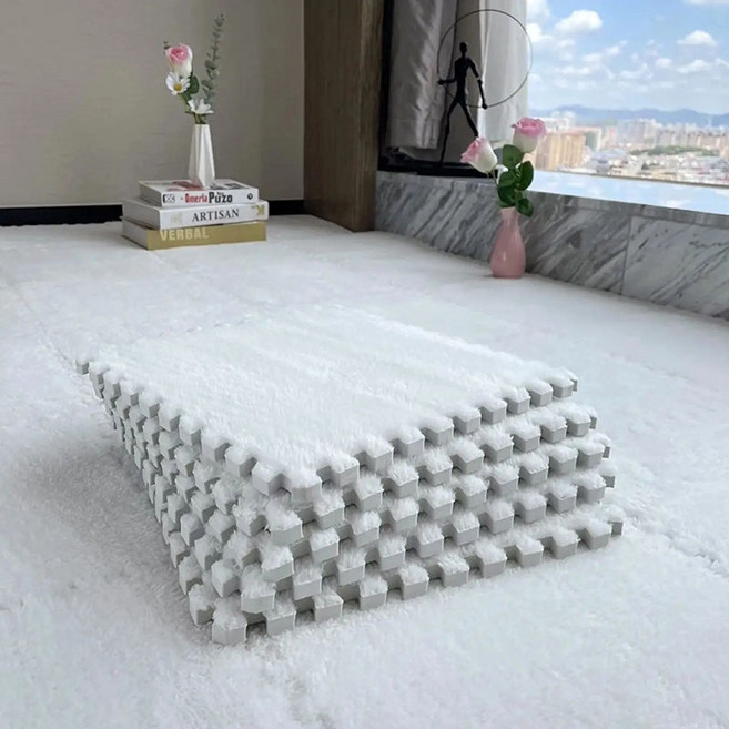 巧拚地墊 寶寶爬行墊 加厚防撞, 白色款,【30X30X1厘米】20片送邊條, 1個