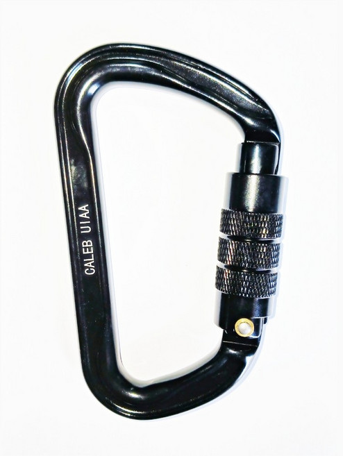 UIAA 잠금형 D형 카라비너 클라이밍 등산 구조 산업용 안전비너 30kN 초강력 등산고리, 1개, 블랙