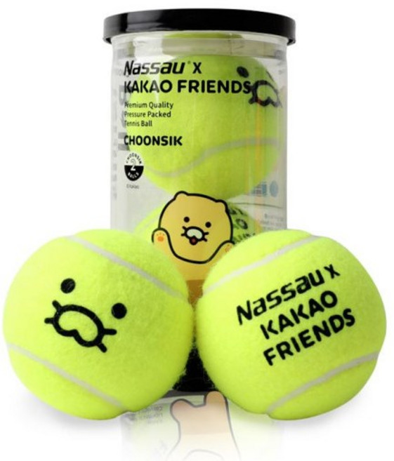 홈앤키즈 카카오프렌즈 테니스공 2P 세트 낫소 테니스볼 캐릭터공 라이언 춘식이, 테니스공 2P세트_춘식이, 1세트