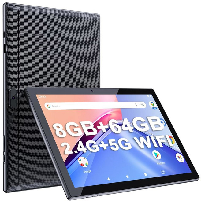 Android 14 태블릿 10인치 8GB RAM+64GB ROM+1TB 확장 1.8GHz 쿼드코어 프로세서 키보드/마우스/케이스/스타일러스 포함 태블릿 1개 중 2개, Black