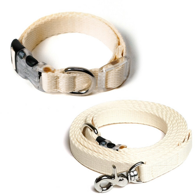 아띠지기 반려동물 목줄 + 핸즈프리 리드줄 세트, 바닐라, 1세트