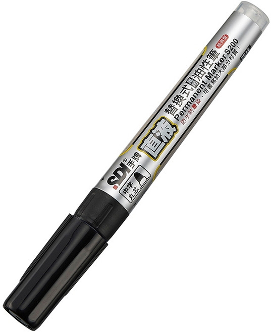 手牌 SDI S200 直液替換式萬用油性筆 【圓頭 1mm】共3色, S200 黑筆, 1個