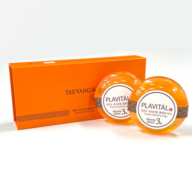 프라비탈 퍼스트 클렌징 태양수 태반비누 2개 미백 주름개선 탈모, 90g