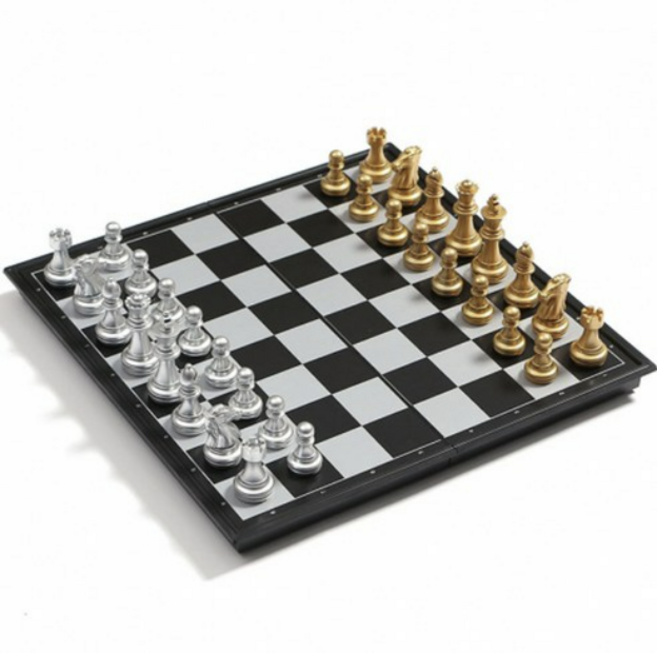 UB 접이식 체스 체커 게임 세트, 골드 실버, 5세트