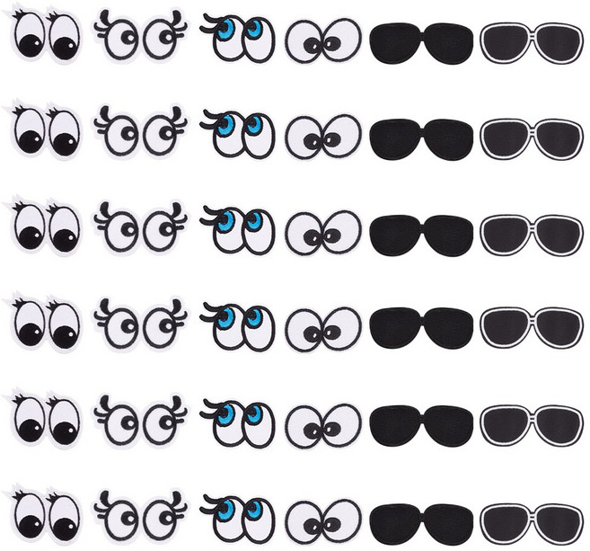 디테일한 눈동자 자수 패치 독특한 의류 포인트 장식 DIY 핸드메이드 수선 수공예 소품, 1개, 믹스 컬러 167