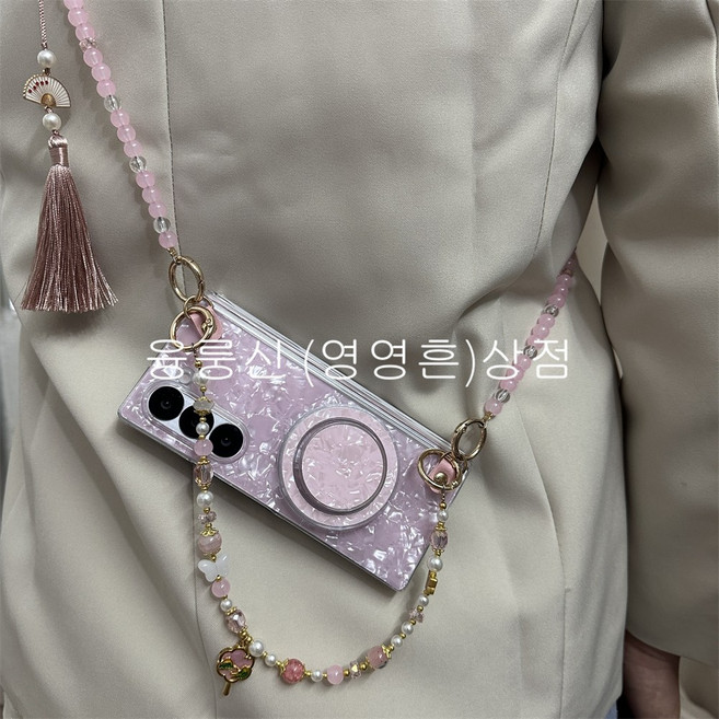 적용삼성 z 폴드 6조가비 무늬경첩이 달리다스트랩이 있다자석 지지대보호 상자
