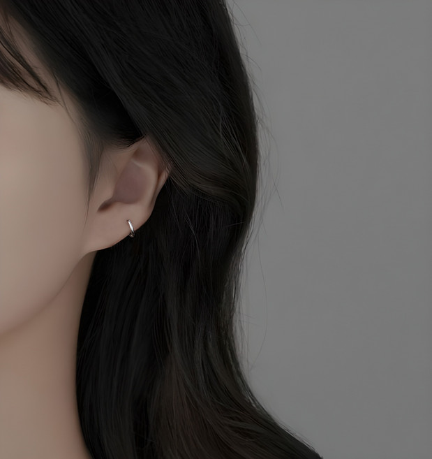 젤루나 여성용 써지컬 심플 원터치 링 귀걸이 P-01 2 x 6 mm 2p