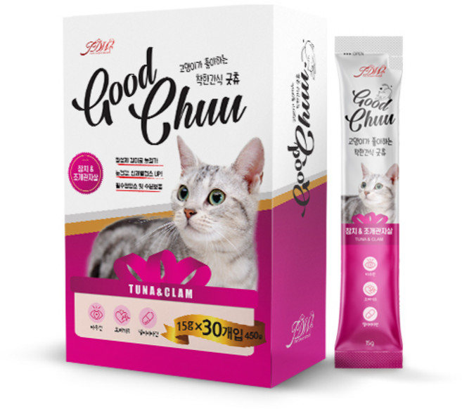굿츄 고양이 착한 간식, 30개, 15g, 참치 + 조개 관자살 혼합맛