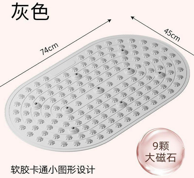 軟膠指壓板，磁石按摩，室內腳底按摩墊, 灰色, 加大款, 1個