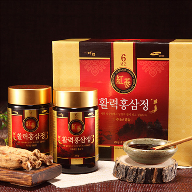 활력 홍삼정 250g x 2병 홍삼꿀 홍삼농축액 대동고려삼 허니 앤 레드진생, 1박스