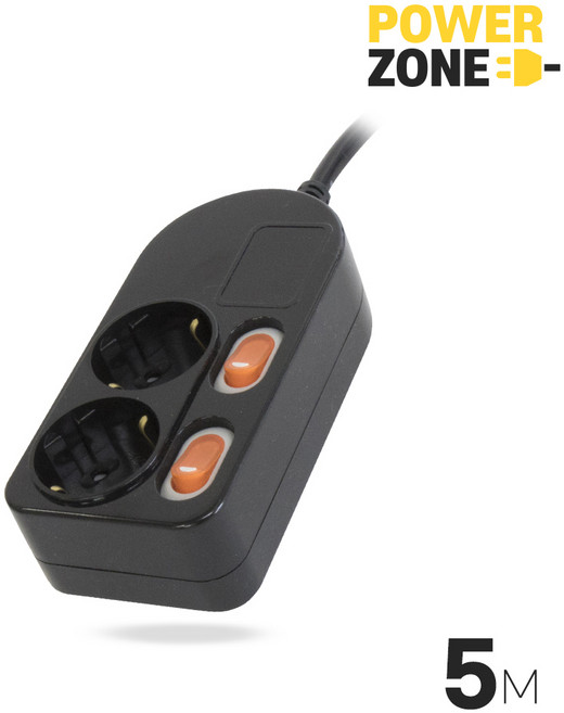 ES2100B 개별스위치 2구 10M 블랙 16A 파워존 굵은선8.1mm 화재안심, 1개