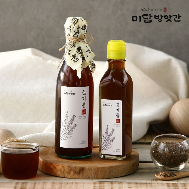 미담방앗간 고소한 전통방식 압착 국산 들기름 참기름 180ml 350ml, 들기름180ml, 2개