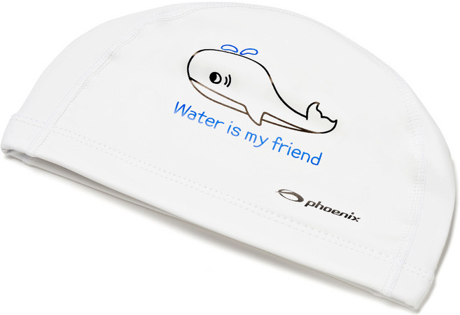피닉스 디자인 우레탄 아동수영모_상어고래, White