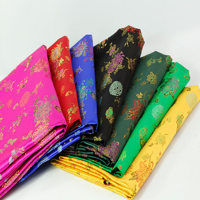 퀼트가게한복 원단 국화 양단 비단 천 원단 패브릭, 노랑, 1개