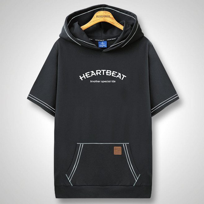 블루포스 BG펠비톤 반팔 후드티 베이직핏 반팔티 티셔츠 남자 빅사이즈 남성 단체티 츄리닝 운동복