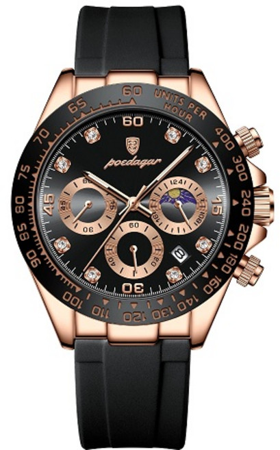 포스워백 남자 가죽 손목 시계 소가죽 밴드 크로노그래프