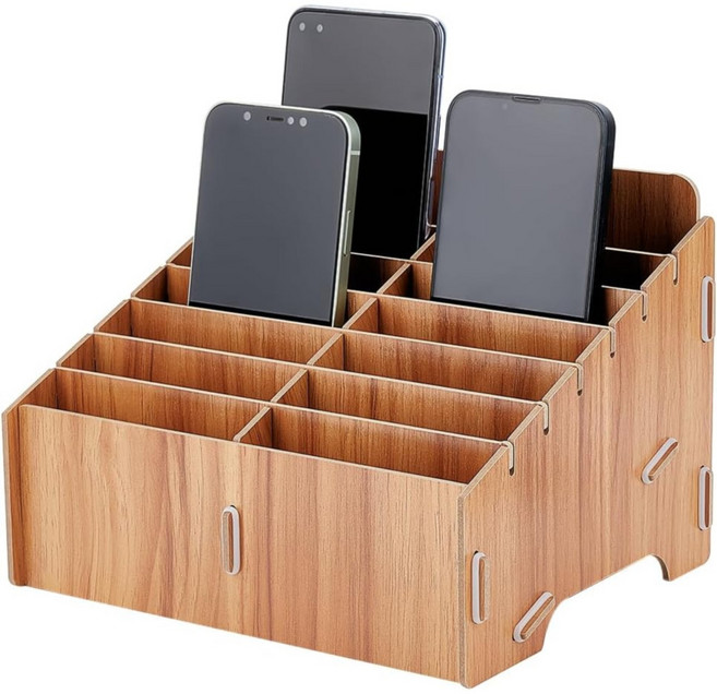 모디락 핸드폰 보관함 스마트폰 수거 학교 학원 사무실 휴대폰보관함, 1개, 브라운 12칸