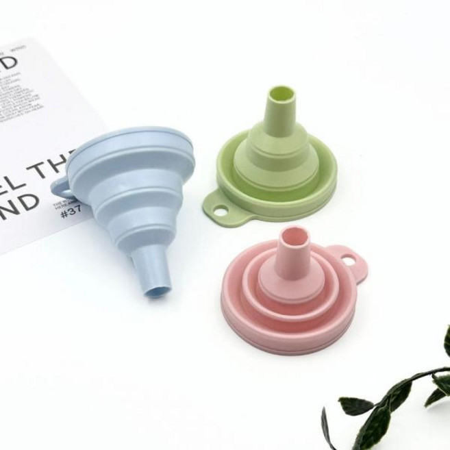 휴대용 접이식 실리콘 깔때기 리필용 주입 깔때기, 1개, 블루