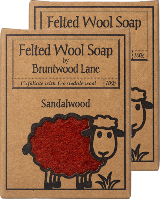 Bruntwood Lane 羊毛氈皂，檀香，100g, 100g, 2個