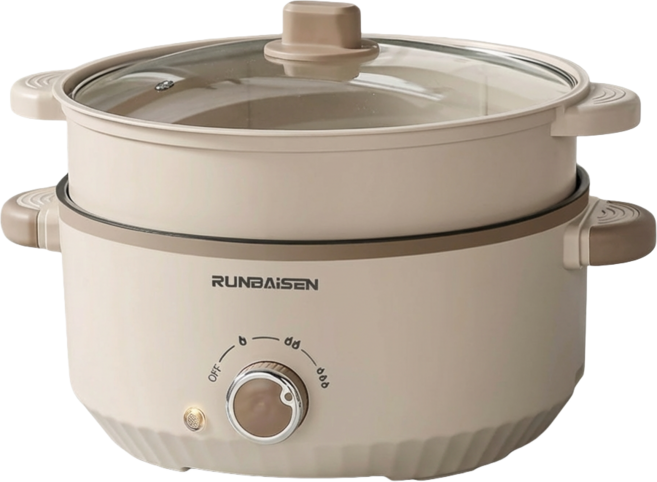 대용량 가정용 전기 냄비 다용도 조리 냄비 3L, 베이지, 3.0L, 베이지