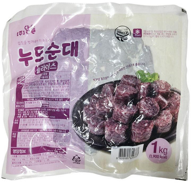 원하프누드순대슬라이스1kg달솔, 1개, 1kg