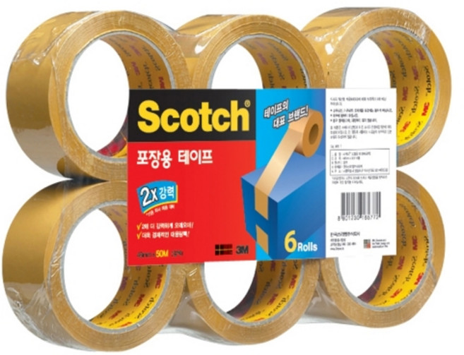스카치 포장용 테이프 리필 48mm x 50m 3615, 갈색, 6개