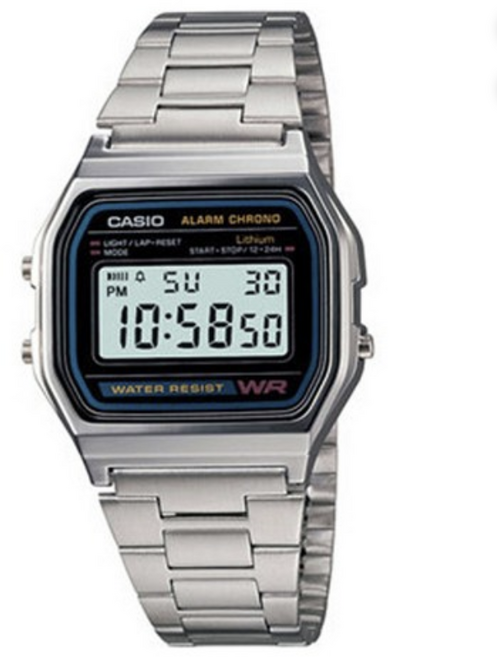 카시오 디지털 쿼츠 메탈시계 A158WA-1DF